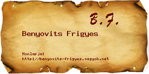 Benyovits Frigyes névjegykártya
